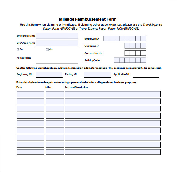 mileage reimbursement form download in pdf