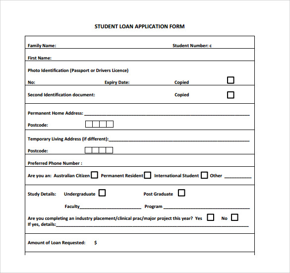 sample student loan application form