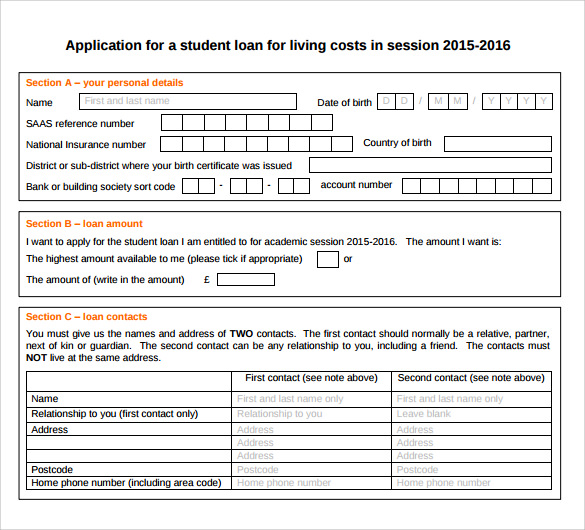 form application sample pdf loan for Application Loan Download Free Forms 8 to Students