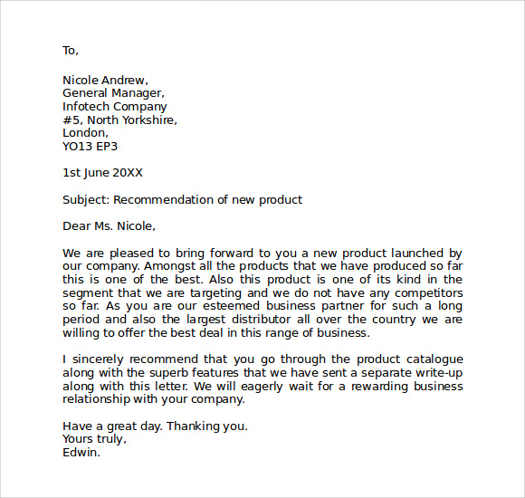 format for business letter template