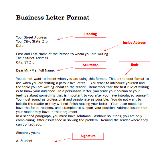 format for business letter without letterhead