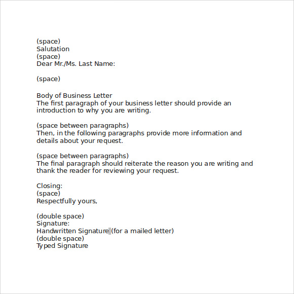 how to format a business letter example