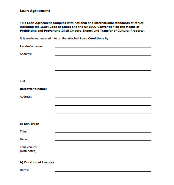 personal loan agreement form