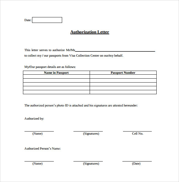 formal passport authorization letter