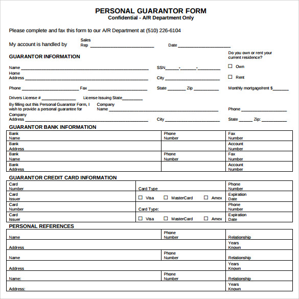 downloadable personal guarantee form