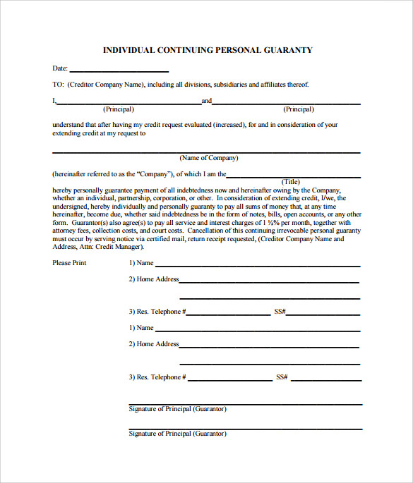 FREE 9+ Sample Personal Guarantee Forms in PDF