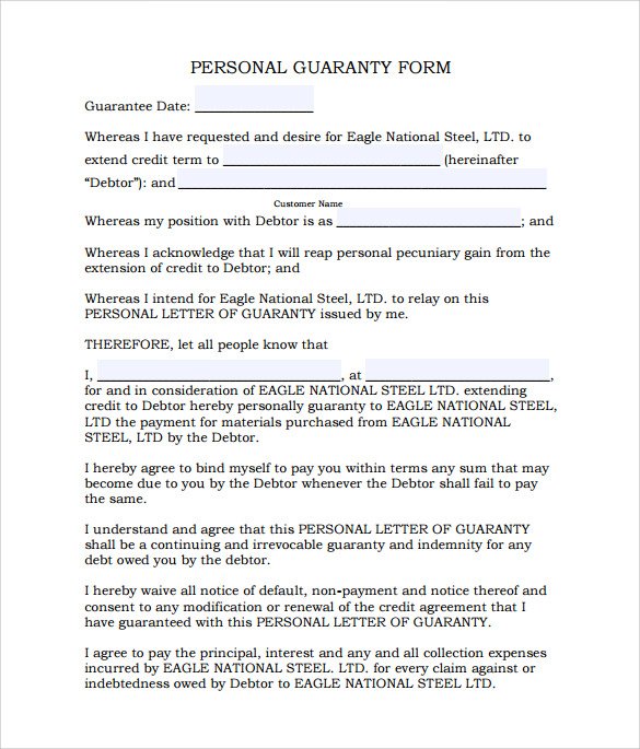 FREE 9+ Sample Personal Guarantee Forms in PDF