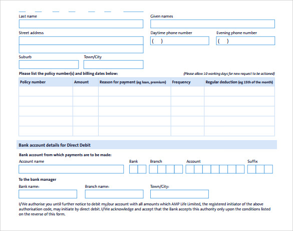 debit direct form free template Direct Forms 10 Templates Debit  to  Sample Download