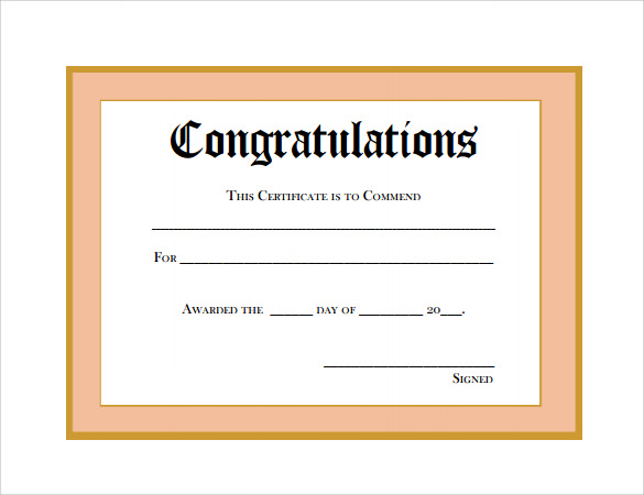 congratulations certificate template