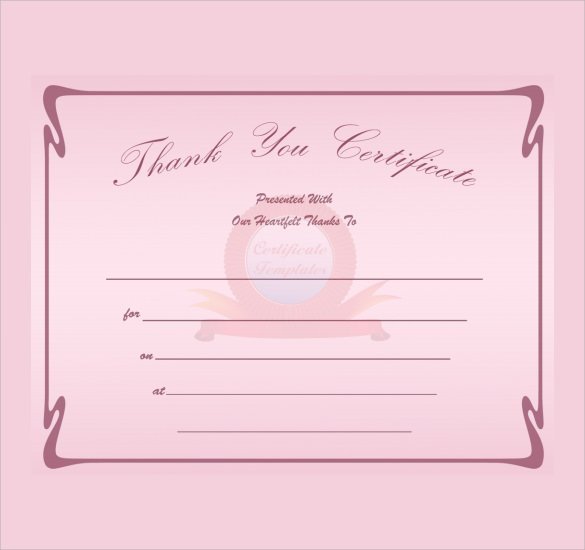 thank you certificate template download