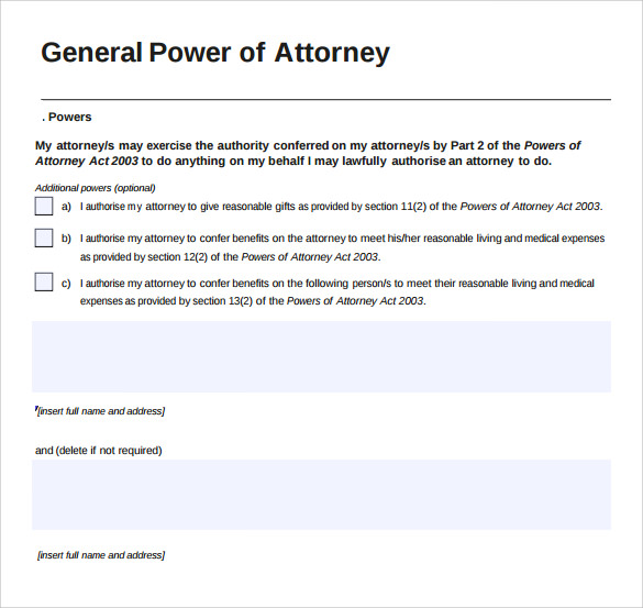 general power of attorney form download