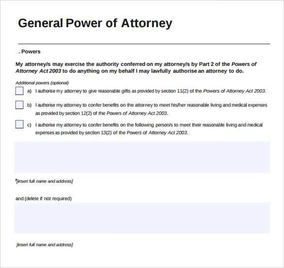 Simple General Power Of Attorney Form Blank Sample Power Of Attorney Blog 9382