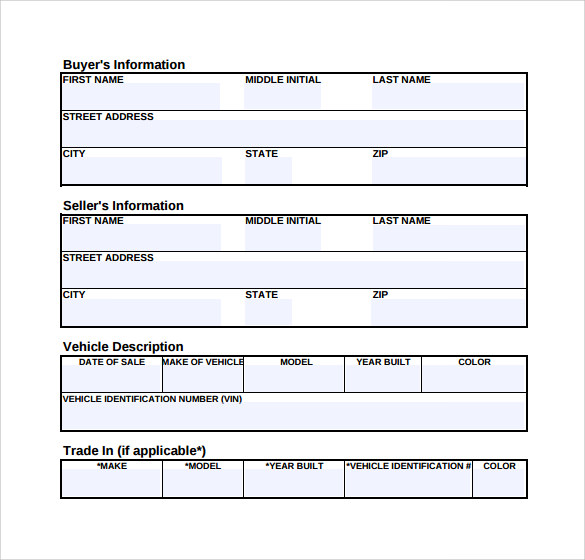 8 Auto Bill Of Sale Templates To Download Sample Templates