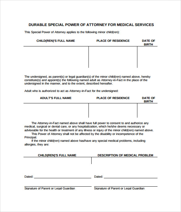 special power of attorney form example