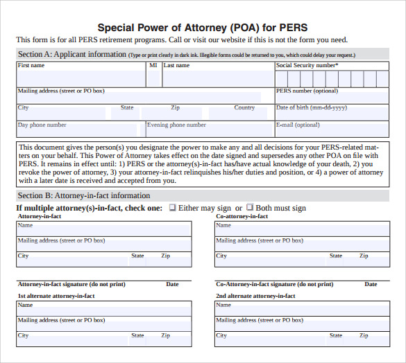 special power of attorney form to download