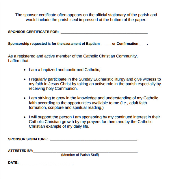 standard baptism certificate
