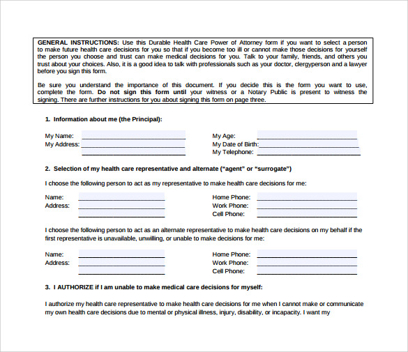 FREE 9+ Sample Medical Power of Attorney Forms in PDF | MS Word