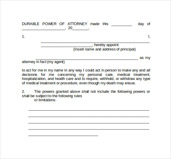 word health care power of attorney form