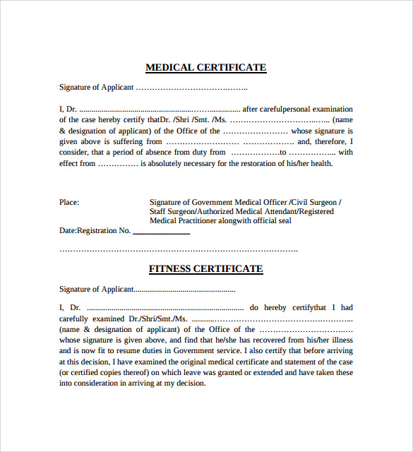 simple medical certificate