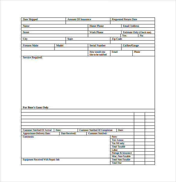 auto repair invoice template word