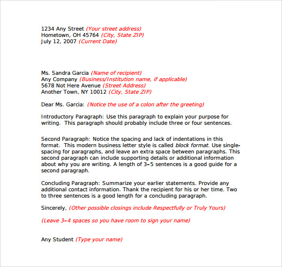 sample business letter format 8 free documents download