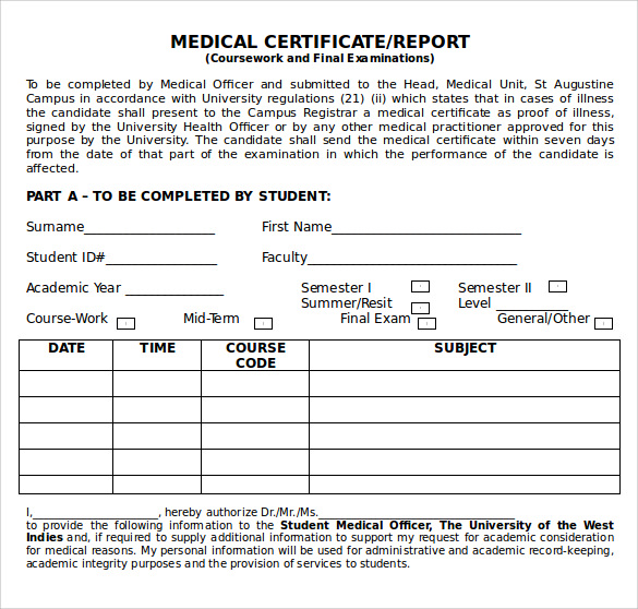 medical certificate document