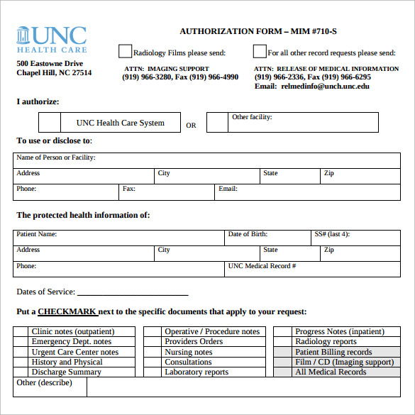 sample medical request release form