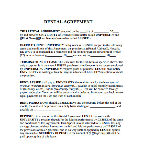 generic rental agreement to download