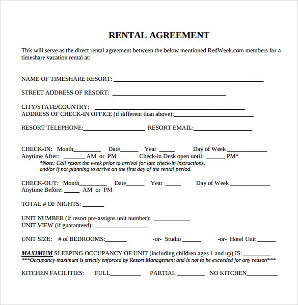 Free Printable Blank Rental Agreement