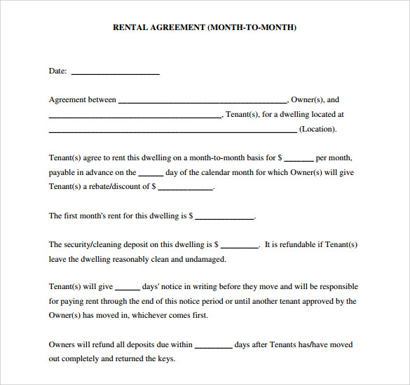 Blank Rental Agreements Forms Free