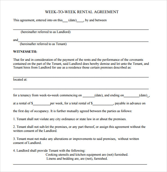 Free Blank Rental Agreement Form