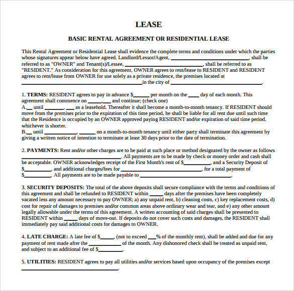 blank lease agreement