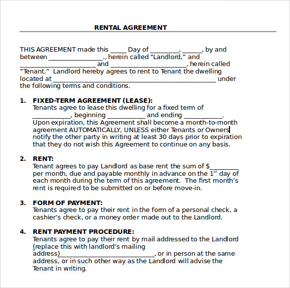 blank rental agreement doc