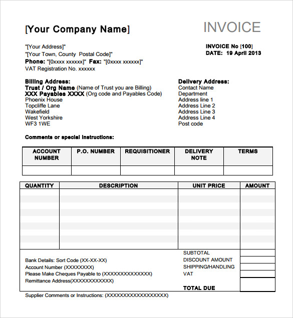 Sample Indesign Invoice Template 7  Download Free Documents in PDF