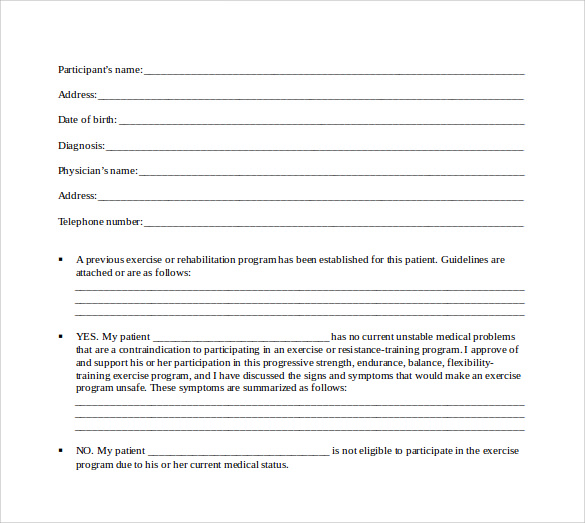medical clearance form document