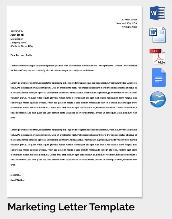 FREE 13+ Marketing Cover Letter Templates in MS Word | PDF | Google