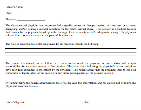 against medical advice template form