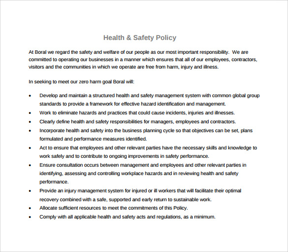 downloadable health and safety policy