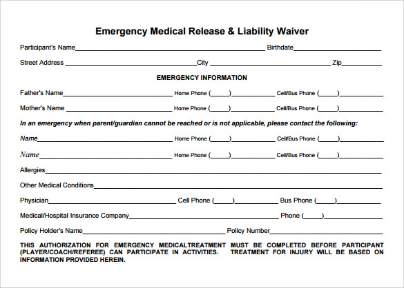 downloadable medical waiver form