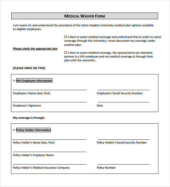 medical waiver form example