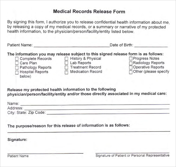 pdf download medical records release form