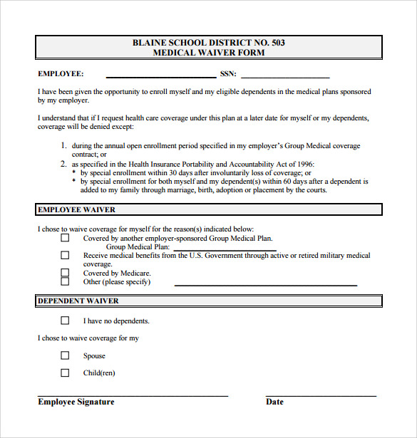 medical waiver form to download