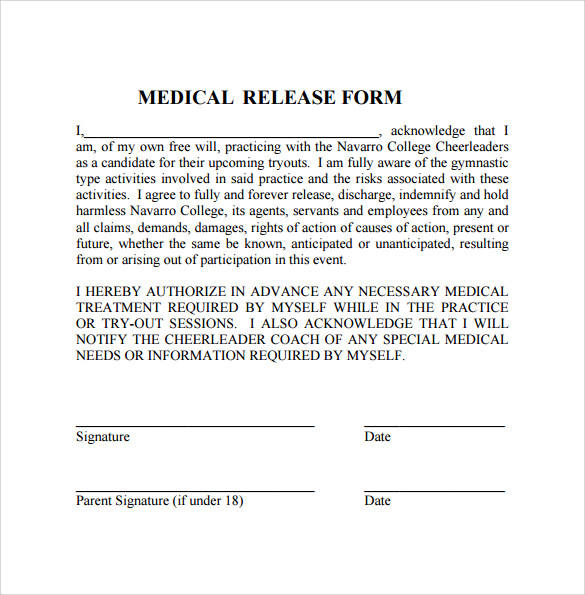 FREE 10  Sample Medical Release Forms in PDF MS Word