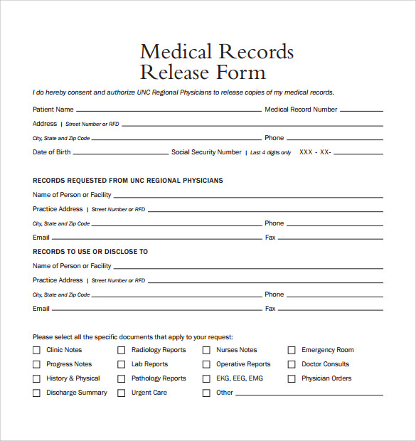 FREE 9  Sample Medical Records Release Forms in PDF