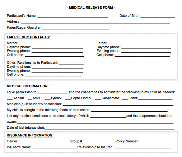 free download medical release form