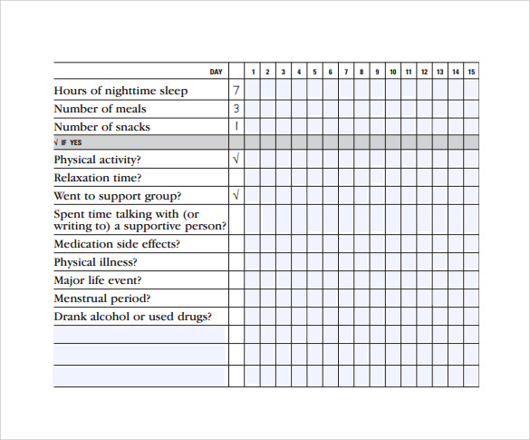 Mood Tracking Chart