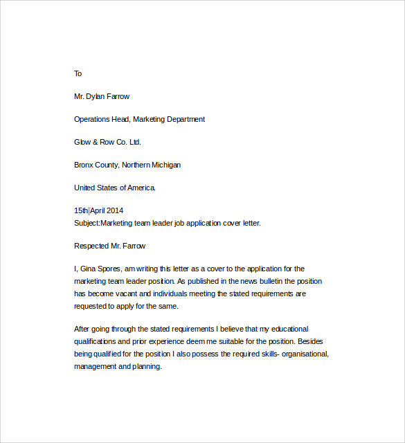 Free Cv Cover Letter Leadership