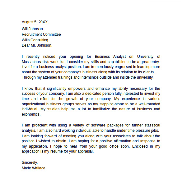 Professional Cover Letter for Undergraduate