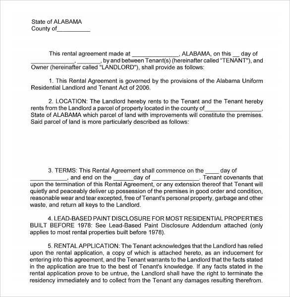 free 10 sample residential rental agreement templates in pdf ms word