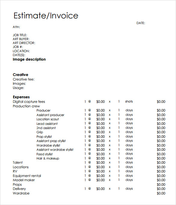 8 Estimate Invoice Templates to Download for Free Sample Templates